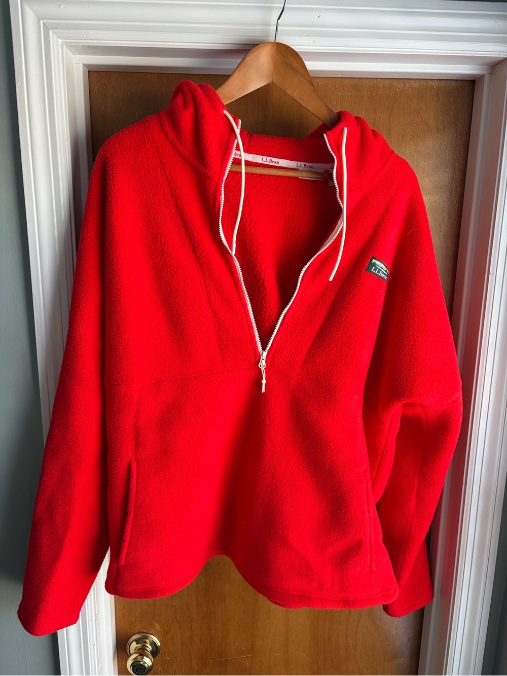 L.L. Bean Red Half-Zip Fleece Hoodie